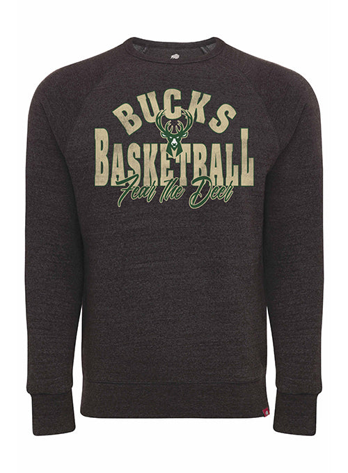 Sportiqe Howe Distressed Milwaukee Bucks Harmon Crewneck Sweatshirt-front