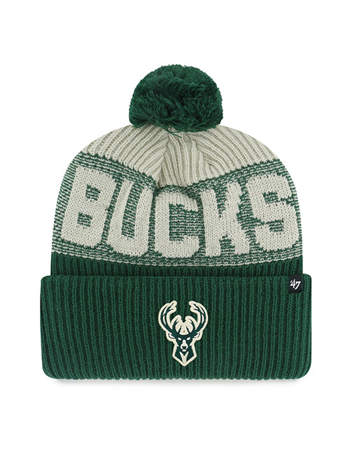 '47 Brand Bone Chill Milwaukee Bucks Knit Pom Cuff Hat-front
