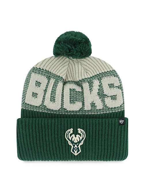 '47 Brand Bone Chill Milwaukee Bucks Knit Pom Cuff Hat-front