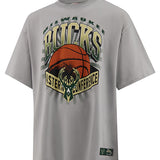Ultra Game Jump Ball Milwaukee Bucks Oversized Drop Shoulder T-Shirt-front