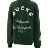Women's Ultra Game Run It Back Milwaukee Bucks Crewneck Sweatshirt