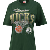 Women's Ultra Game Top Of The List Milwaukee Bucks Boxy T-Shirt-front