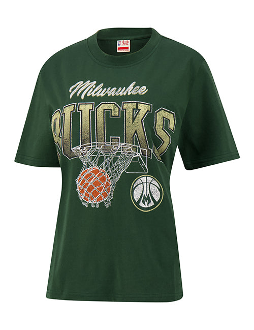 Women's Ultra Game Top Of The List Milwaukee Bucks Boxy T-Shirt-front