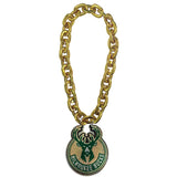 Aminco Oversized Bling Global Logo Gold Milwaukee Bucks Chain Necklace