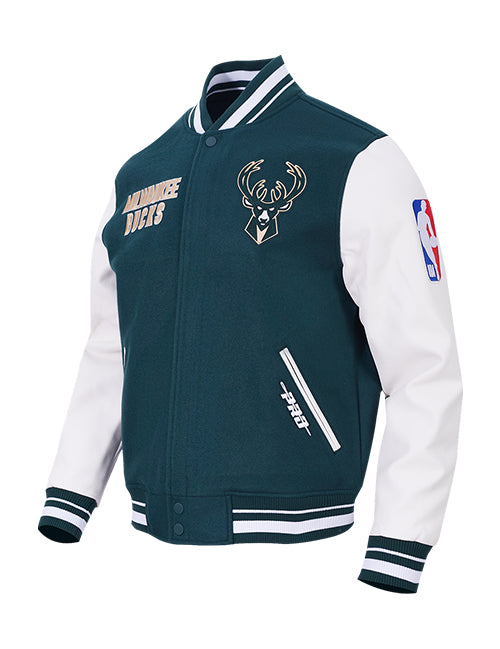 Pro Standard On Top Milwaukee Bucks Varsity Jacket-angled front