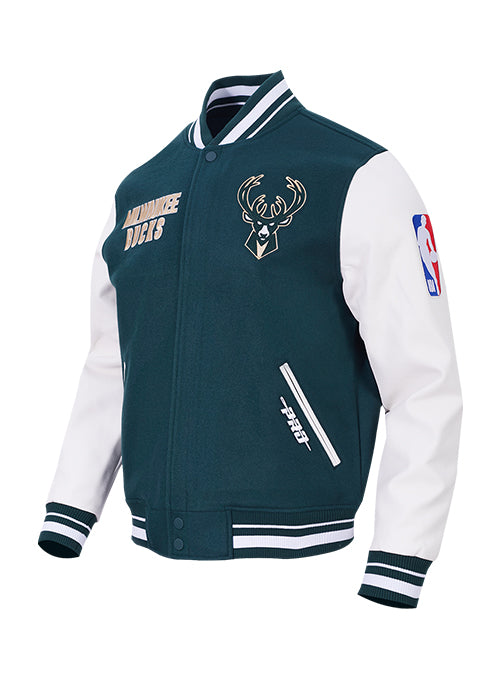 Pro Standard On Top Milwaukee Bucks Varsity Jacket-angled front
