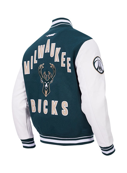 Pro Standard On Top Milwaukee Bucks Varsity Jacket-angled back