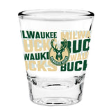 Rico AOP Wordmark Milwaukee Bucks 2oz Shot Glass