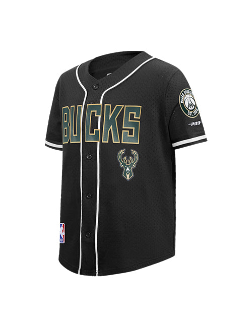 Youth Pro Standard Classic Milwaukee Bucks Mesh Baseball Jersey- angled front