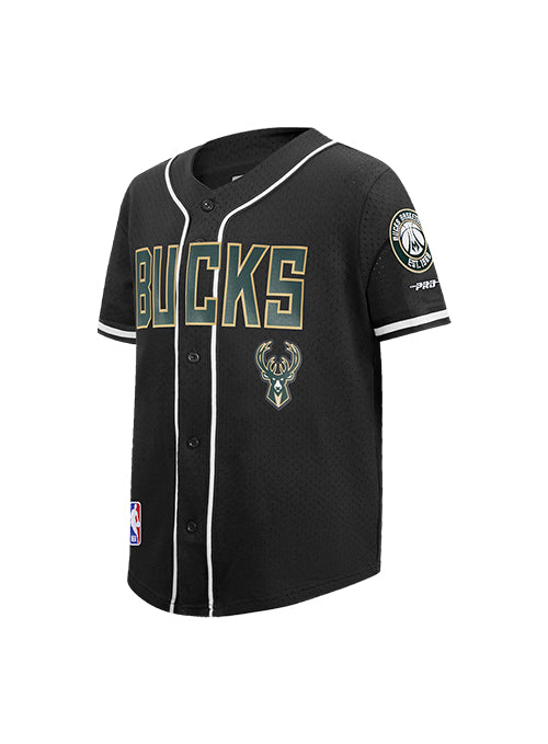 Youth Pro Standard Classic Milwaukee Bucks Mesh Baseball Jersey- angled front