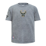 Youth Pro Standard Washed Classics Grey Milwaukee Bucks T-Shirt-front