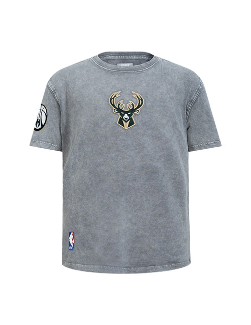 Youth Pro Standard Washed Classics Grey Milwaukee Bucks T-Shirt-front