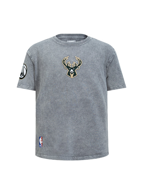 Youth Pro Standard Washed Classics Grey Milwaukee Bucks T-Shirt-front