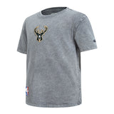 Youth Pro Standard Washed Classics Grey Milwaukee Bucks T-Shirt-angled front