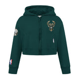 Youth Girl Pro Standard Classic Green Milwaukee Bucks Full-Zip Hooded Sweatshirt-front