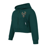 Youth Girl Pro Standard Classic Green Milwaukee Bucks Full-Zip Hooded Sweatshirt-angled front