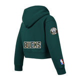 Youth Girl Pro Standard Classic Green Milwaukee Bucks Full-Zip Hooded Sweatshirt-angled back