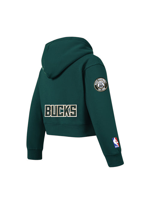 Youth Girl Pro Standard Classic Green Milwaukee Bucks Full-Zip Hooded Sweatshirt-angled back