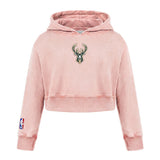 Youth Girl Pro Standard Washed Classics Pink Milwaukee Bucks Hooded Sweatshirt-front