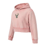 Youth Girl Pro Standard Washed Classics Pink Milwaukee Bucks Hooded Sweatshirt-angled front