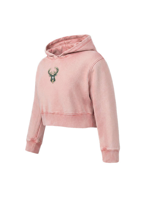 Youth Girl Pro Standard Washed Classics Pink Milwaukee Bucks Hooded Sweatshirt-angled front