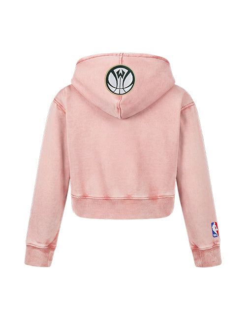 Youth Girl Pro Standard Washed Classics Pink Milwaukee Bucks Hooded Sweatshirt,-back