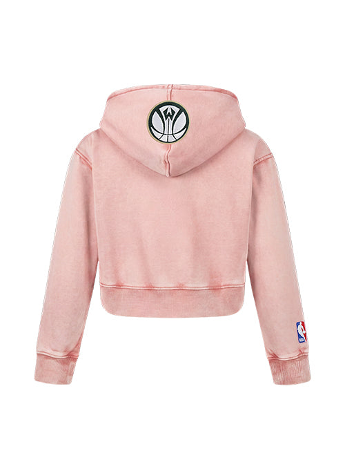 Youth Girl Pro Standard Washed Classics Pink Milwaukee Bucks Hooded Sweatshirt,-back