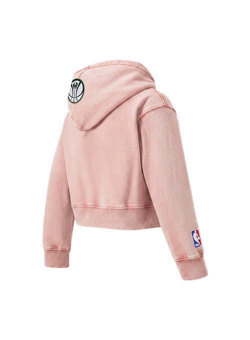 Youth Girl Pro Standard Washed Classics Pink Milwaukee Bucks Hooded Sweatshirt-angled back