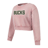Youth Girl Pro Standard Washed Classics Pink Milwaukee Bucks Crewneck Sweatshirt-angled front
