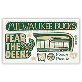 Holzmagnet mit Allover-Print Milwaukee Bucks