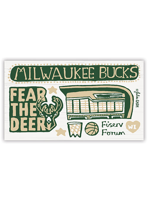 Holzmagnet mit Allover-Print Milwaukee Bucks