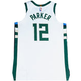 Game-Used Nike Association Edition Jabari Parker Milwaukee Bucks Authentic Jersey-back