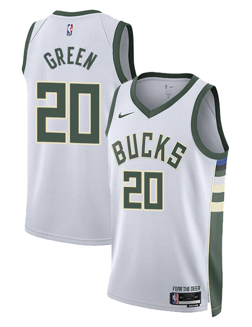Nike 2022 Association Edition AJ Green Milwaukee Bucks Swingman Jersey-collage