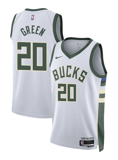 Nike 2022 Association Edition AJ Green Milwaukee Bucks Swingman Jersey-collage