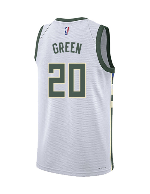 Youth Nike 2022 Association Edition AJ Green Milwaukee Bucks Swingman Jersey-back
