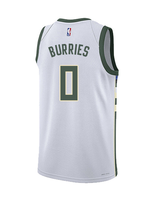 Youth Nike 2022 Association Edition Brayden Burries Milwaukee Bucks Swingman Jersey-back