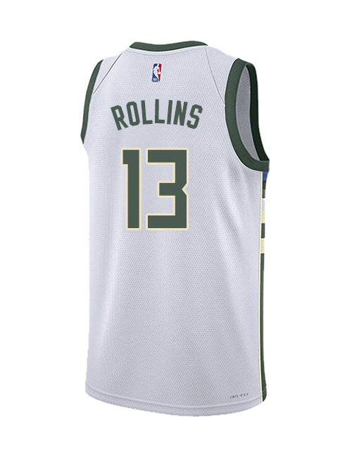 Youth Nike 2022 Association Edition Ryan Rollins Milwaukee Bucks Swingman Jersey-back