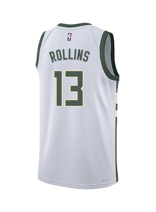 Youth Nike 2022 Association Edition Ryan Rollins Milwaukee Bucks Swingman Jersey-back