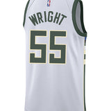 Nike 2022 Association Edition Delon Wright Milwaukee Bucks Swingman Jersey-back