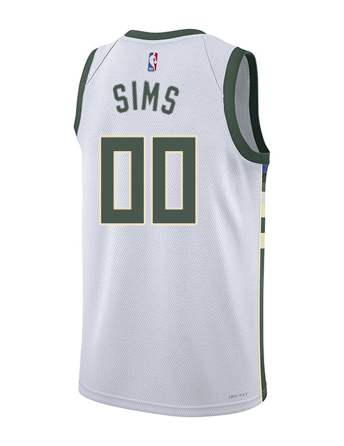 Nike 2022 Association Edition Jericho Sims Milwaukee Bucks Swingman Jersey-back