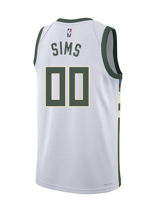 Nike 2022 Association Edition Jericho Sims Milwaukee Bucks Swingman Jersey-back