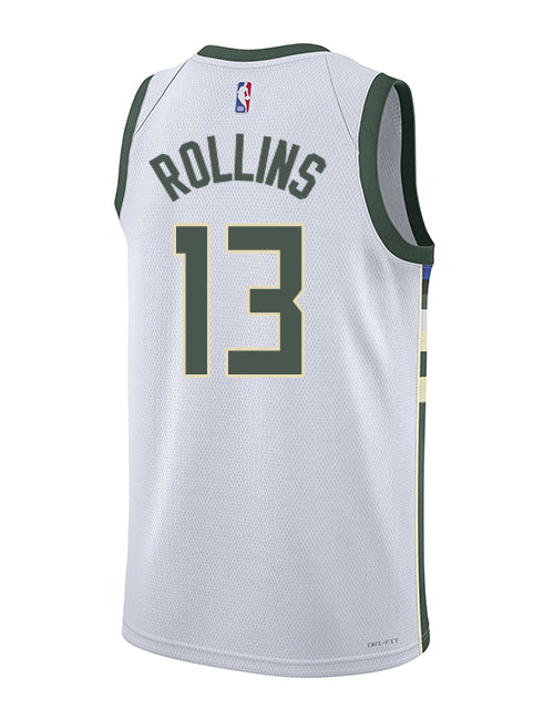 Nike 2022 Association Edition Ryan Rollins Milwaukee Bucks Swingman Jersey-back