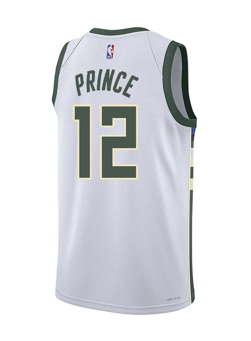 Nike 2022 Association Edition Taurean Prince Milwaukee Bucks Swingman Jersey-back