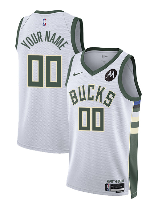 Nike 2022 Association Edition Custom Milwaukee Bucks Swingman Jersey-collage