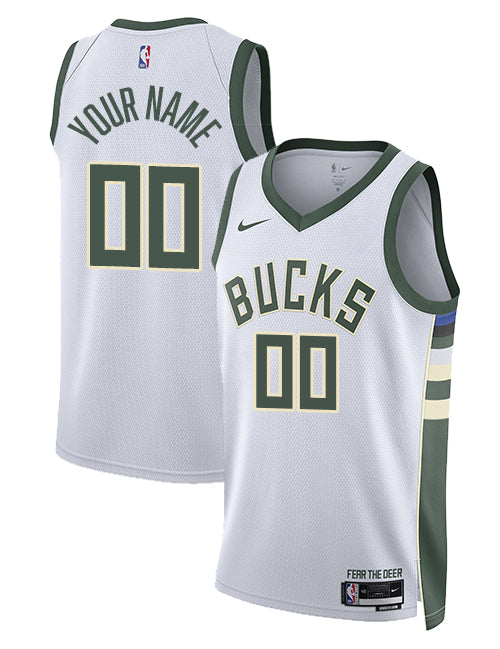Nike 2022 Association Edition Custom Milwaukee Bucks Swingman Jersey-collage