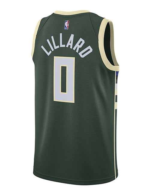 Nike 2022 Icon Edition Damian Lillard Milwaukee Bucks Swingman Jersey-back