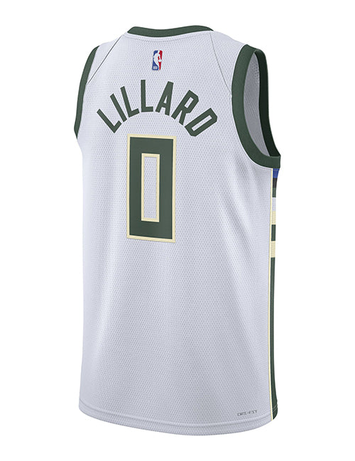 Nike 2022 Association Edition Damian Lillard Milwaukee Bucks Swingman Jersey-back