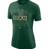 Women's Nike Varsity Repeating Team Milwaukee Bucks T-Shirt