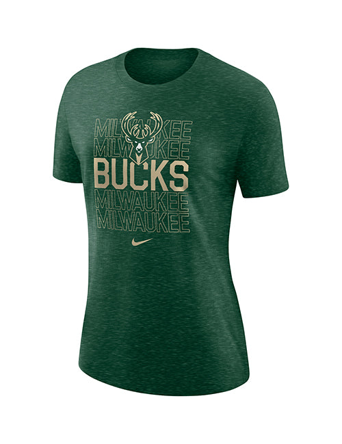 Women's Nike Varsity Repeating Team Milwaukee Bucks T-Shirt