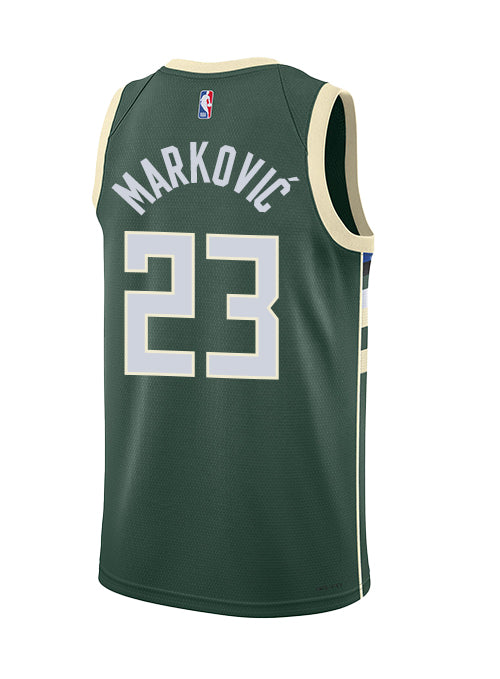 Nike 2022 Icon Edition Bogoljub Marković Milwaukee Bucks Swingman Jersey-BACK